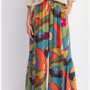 108.PRINTED RAYON CHALLIS WIDE PANTS